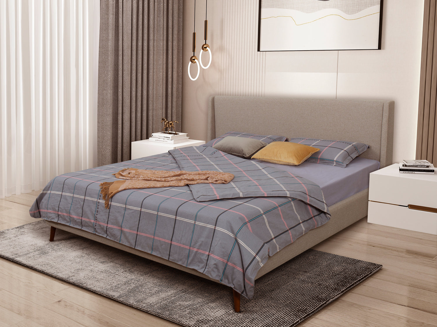 Upholstered Bed in a contemporary room setting