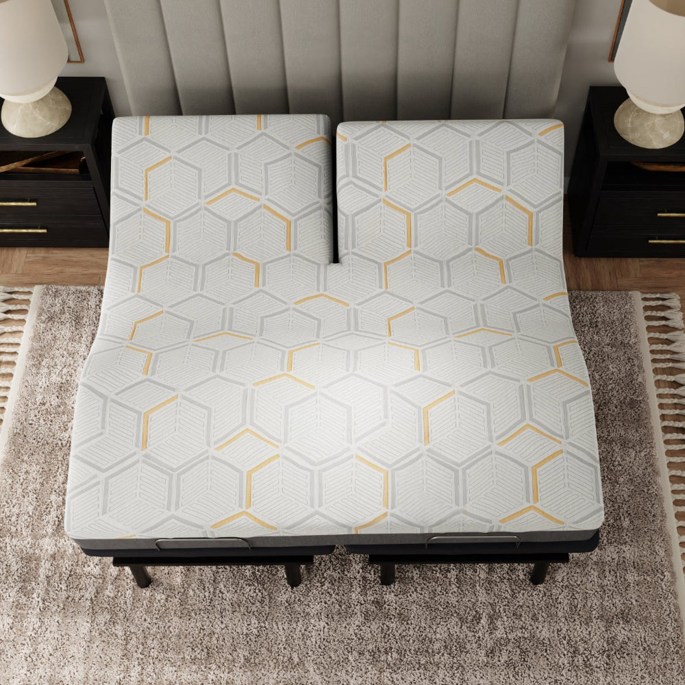 12 inch Copper Mattress in a Bedroom. Head-up only. Mattress with geometric pattern in a bedroom setting