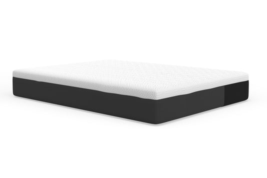 12 inch soft memory foam mattress with white background. Queen size