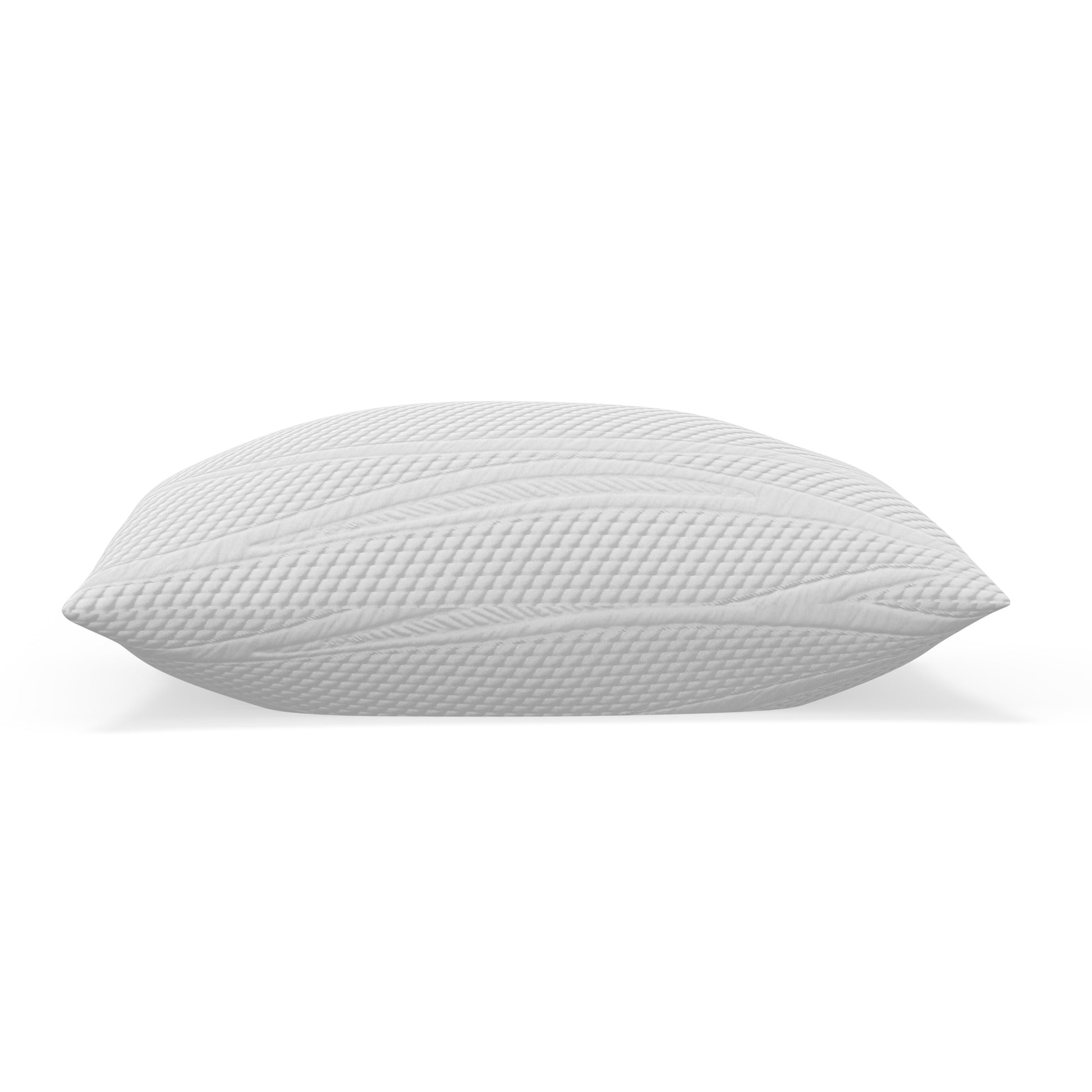 Side view of Owen Holmes Essentials Shredded Memory Foam Pillow with breathable knit cover
