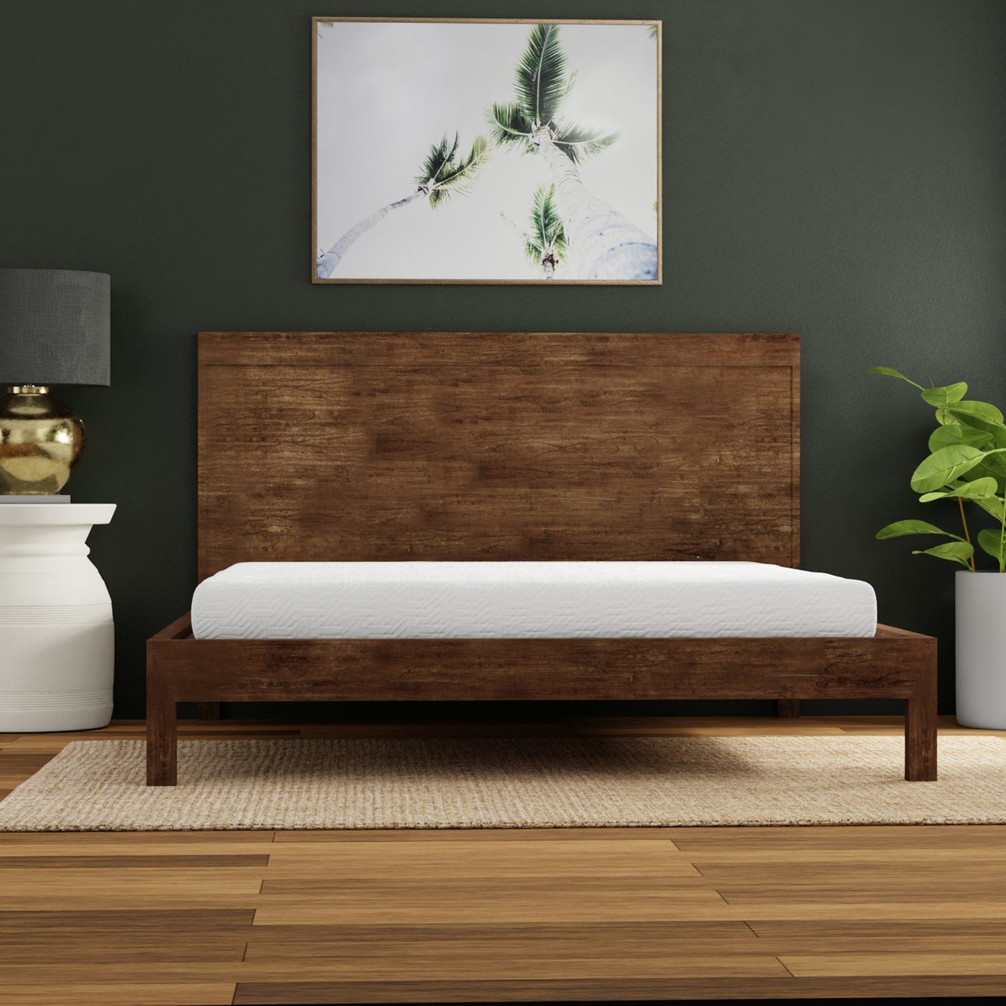 6 inch firm memory foam mattress- Full size on wooden platform bed