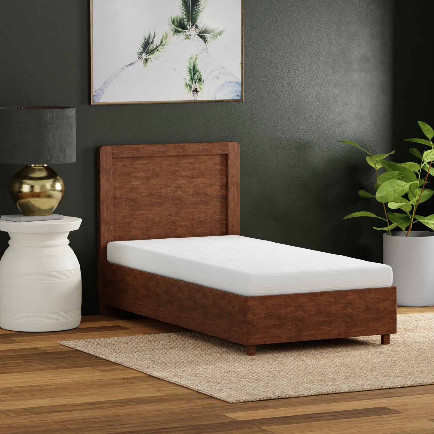 6 inch firm memory foam mattress- Twin XL size on wooden platform bed