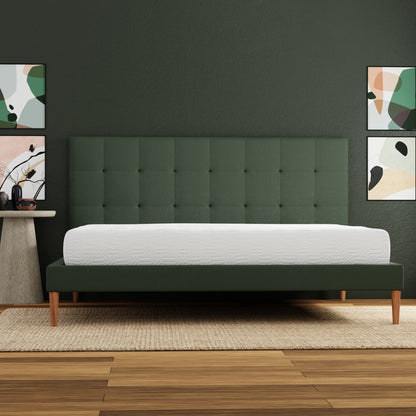 8 inch medium firm memory foam mattress- Full size, upholstered bed in modern bedroom setting