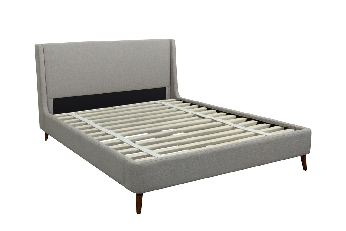 Alder-upholstered platform bed_Beige- Complete bed & headboard on white background