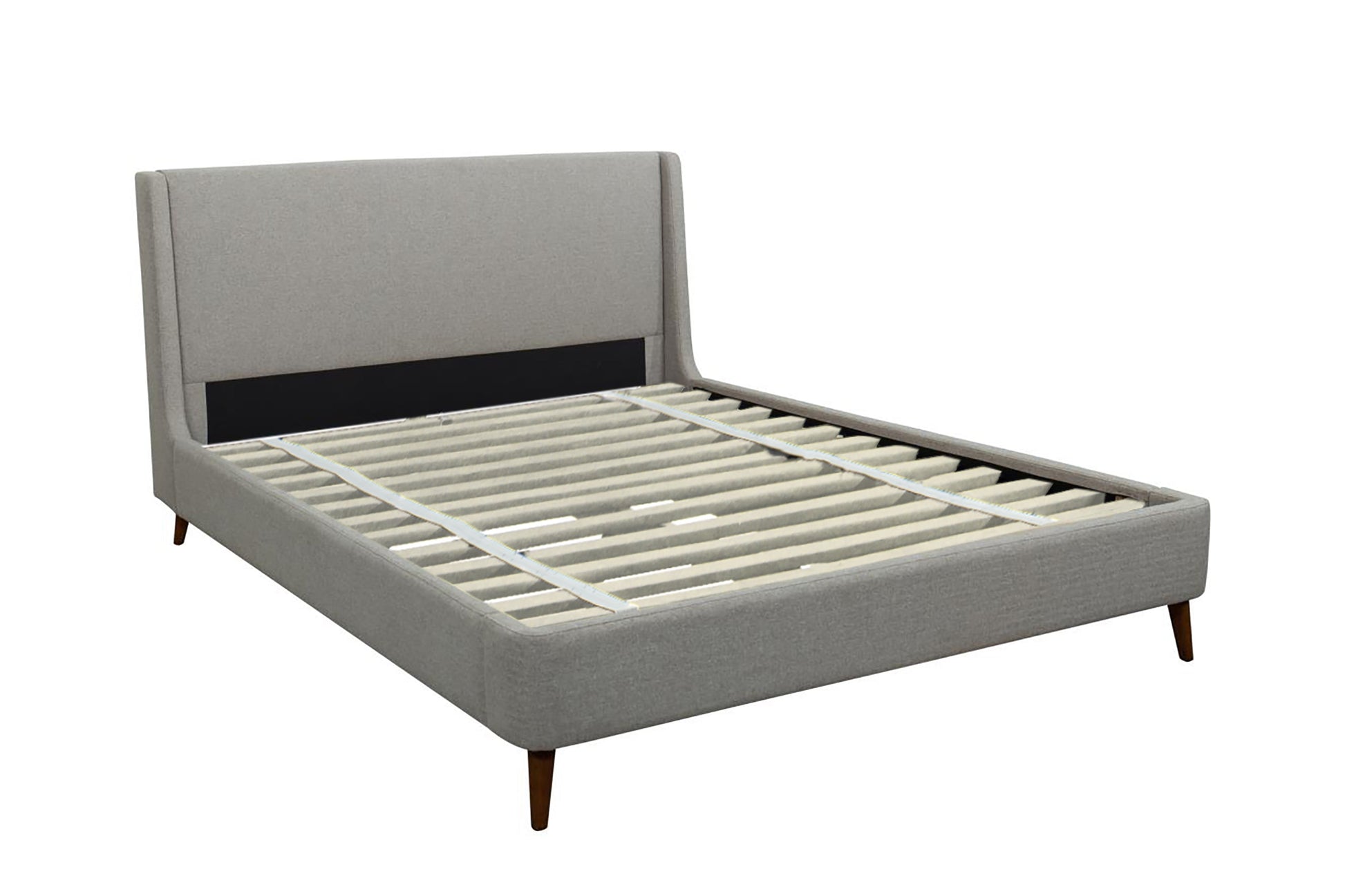 Alder-upholstered platform bed_Beige- Complete bed & headboard on white background