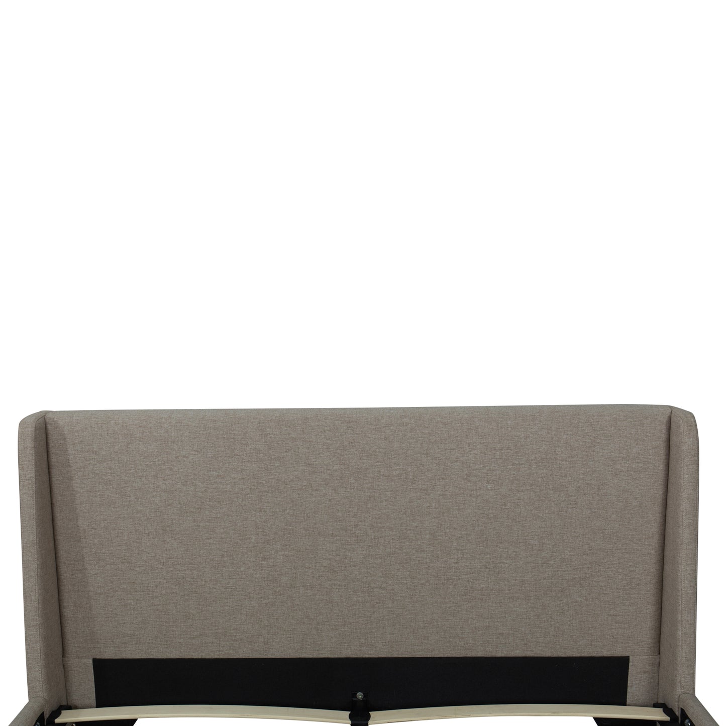 Gray upholstered headboard on a white background