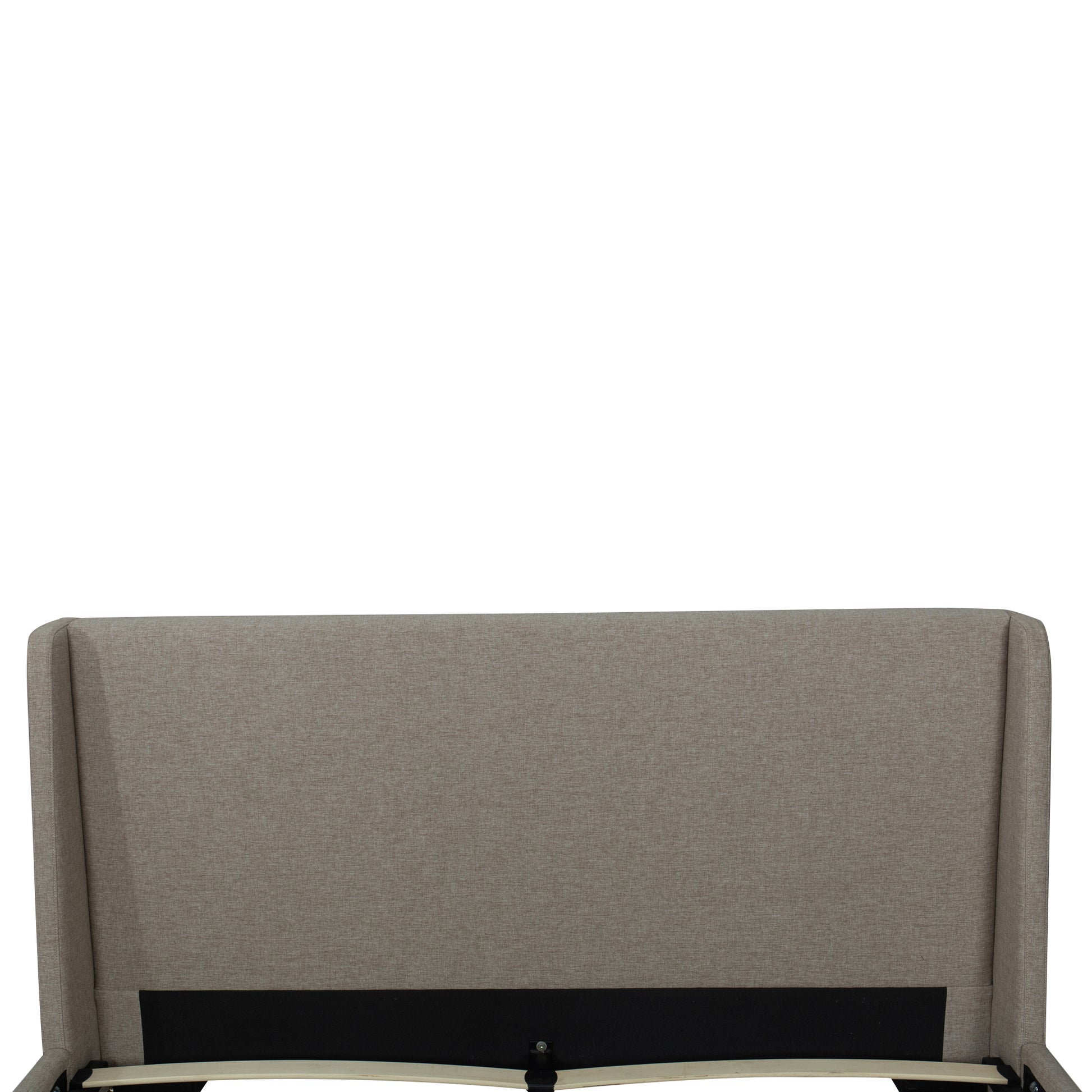 Gray upholstered headboard on a white background