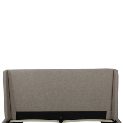 Gray upholstered headboard on a white background