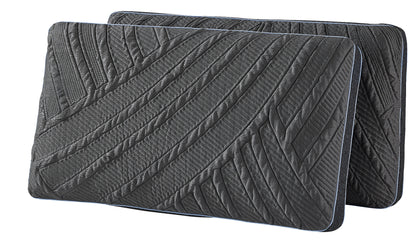 Two dark gray textured Power Cool pillows on a white background. Cool to the touch pillows